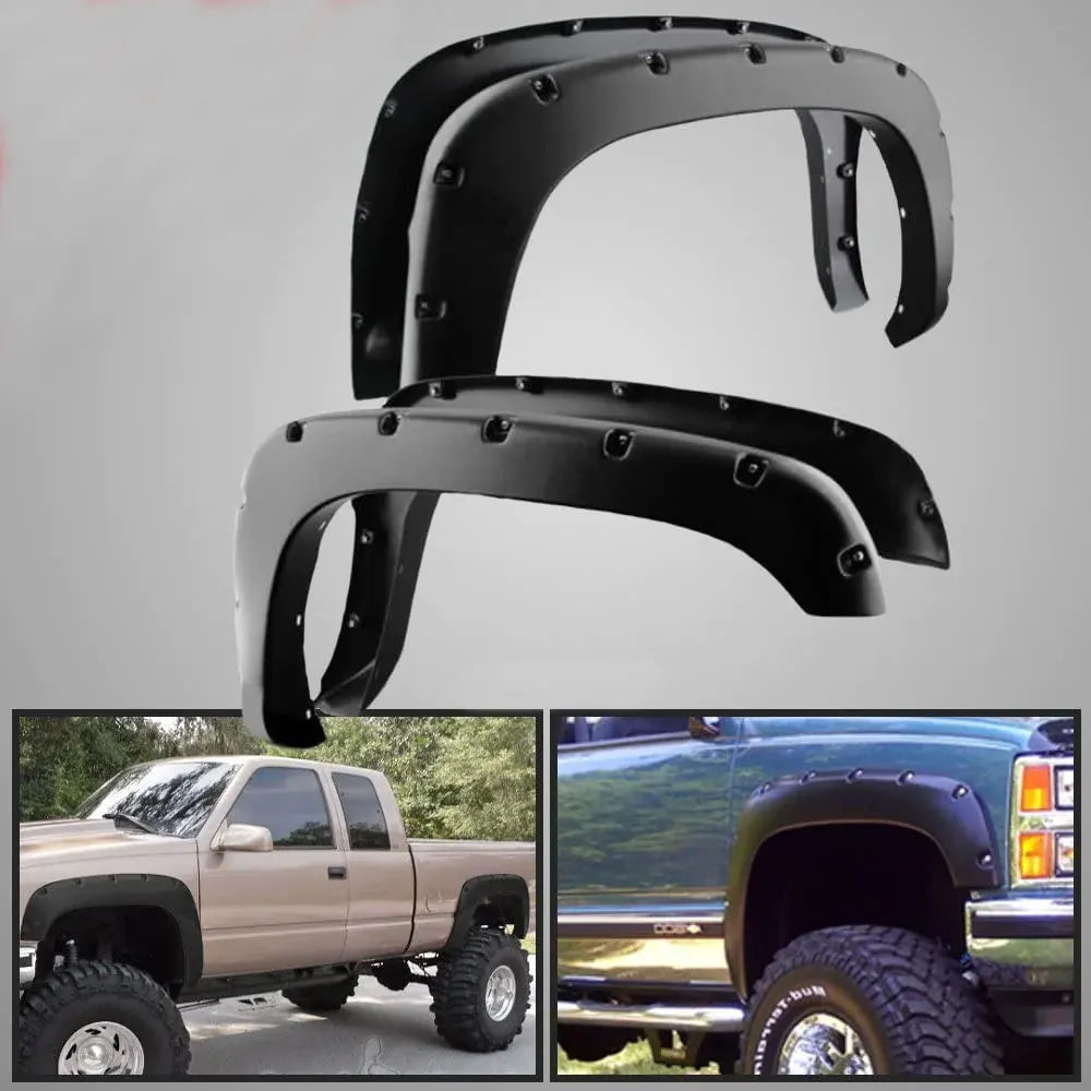 1988-1998 Chevy/GMC C/K Series Pocket Style Riveted Fender Flares | Black Paintable