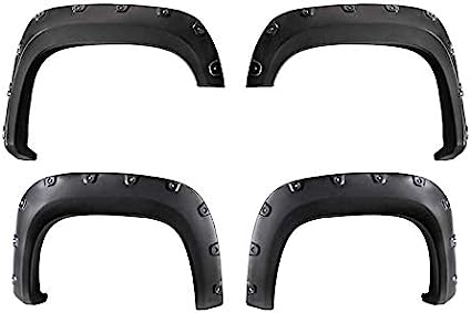 Maple4x4 2007-2013 Sierra 1500 (NOT for 5.8ft Short Bed) Pocket Style Bolt-Riveted Fender Flares | Black Paintable Set of 4