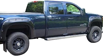 Maple4x4 2007-2013 Sierra 1500 (NOT for 5.8ft Short Bed) Pocket Style Bolt-Riveted Fender Flares | Black Paintable Set of 4