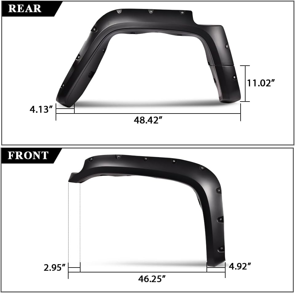 Maple4x4 2007-2014 Compatible with Toyota FJ Cruiser Pocket Riveted Fender Flares | Smooth Black Paintable Set of 4 - FF405