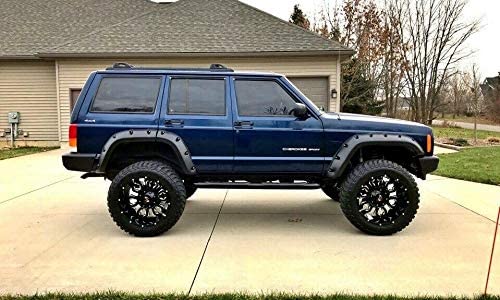 Maple4x4 1984-2001 Jeep Cherokee XJ 4-Door Pocket Riveted Fender Flares (Not for Models with Side Skirt) | Black Textured 6Pcs - FF801