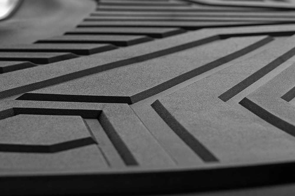 Floor Mats Fits for 2017-2025 Ford F-250/F-350 Super Duty Crew Cab | Custom Fit TPE All Weather | Non-Slip Textured Surface | Front and Rear Row - 3pcs Black