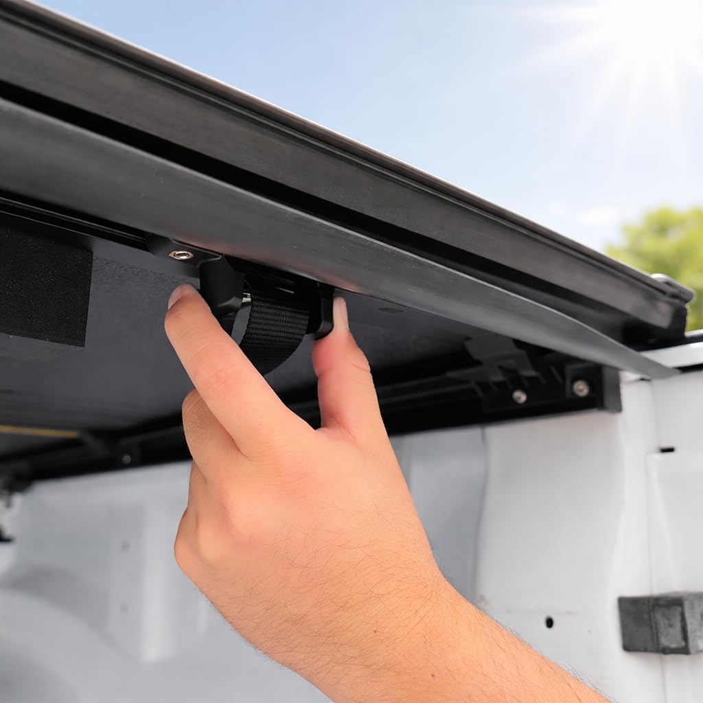 Maple4x4 2019-2026 Compatible with Ram 1500 6.4ft Hard Flush Tonneau Cover | Fits 2019-2026 Dodge Ram 1500 New Body 6.4ft Bed without RamBox (NOT for Classic) flush-mount aluminum Tri-fold Cover - LT018