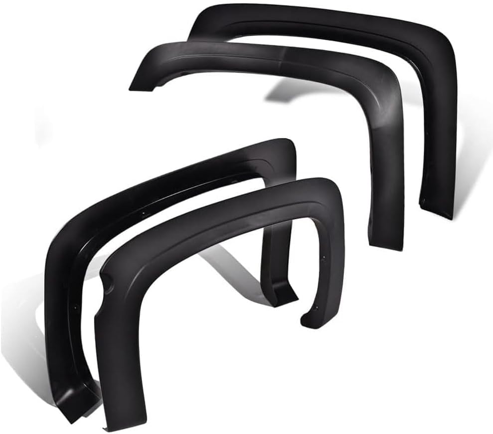 Discounted Demo Fender Flares with Minor Scratches | Maple4x4 2007-2013 Compatible with Chevy Silverado 1500 2500 3500 (5.8ft Short Box) Factory Style OEM Fender Flares Smooth Black Set of 4 (Not for GMC Sierra, 6.5ft & 8ft Box, or 2007 Classic) - OE205-1