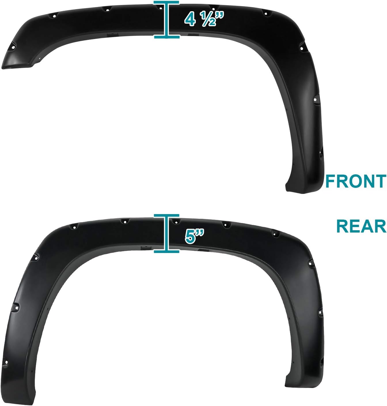 Maple4x4 1999-2006 Compatible with Chevy Silverado/GMC Sierra 1500 2500 3500 Pocket Bolt-Riveted Fender Flares | Smooth Matte Black Paintable Set of 4 - FF202