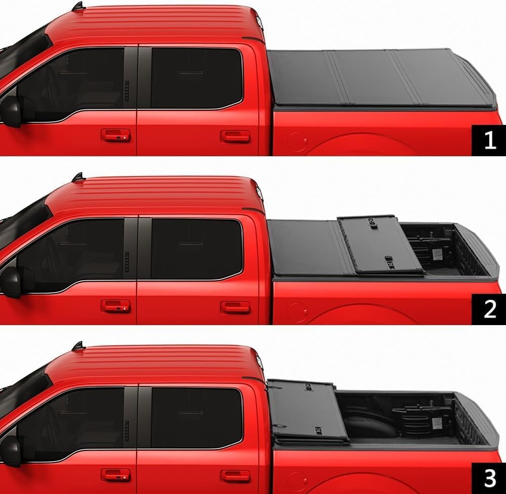 Hard Folding Truck Bed Tonneau Cover Compatible with Dodge Ram 1500 Classic & New(2002-2025) 2500&3500(2003-2025) 6.4ft Standard Box w/o Rambox, Tri Fold Style