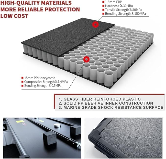 Hard Folding Truck Bed Tonneau Cover Compatible with Dodge Ram 1500 Classic & New(2002-2025) 2500&3500(2003-2025) 6.4ft Standard Box w/o Rambox, Tri Fold Style