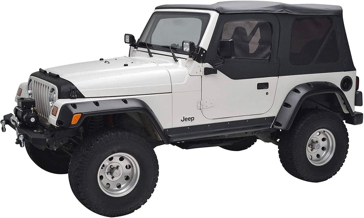 Maple4x4 1997-2006 Jeep Wrangler TJ 6 inch Pocket Riveted Fender Flares textured black finish 6 piece set