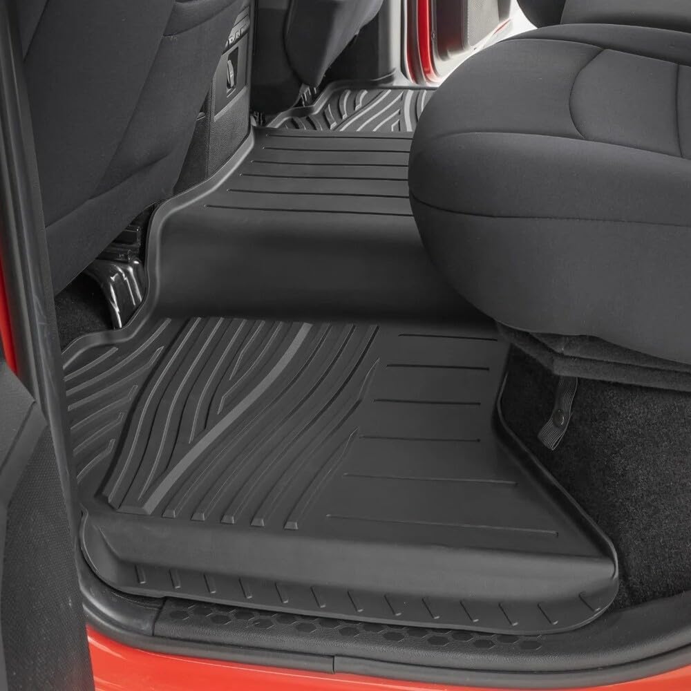 Floor Mats Fit Ram 1500 Crew Cab 2012-2018 & Classic Model (2019-24) | Custom Fit TPE All Weather | Non-Slip Textured Surface | Front and Rear Row - 3pcs Black