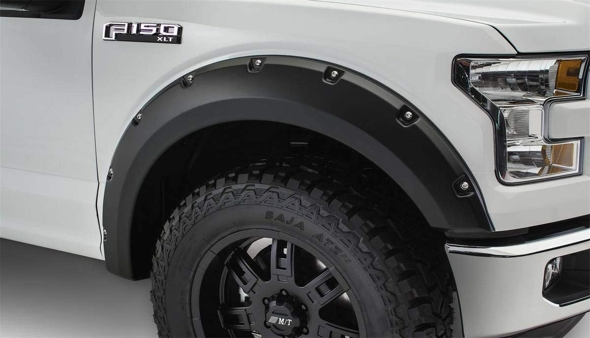 Maple4x4 2015-2017 F150 Pocket Style Bolt-Riveted Fender Flares | Smooth Black Paintable,4pcs