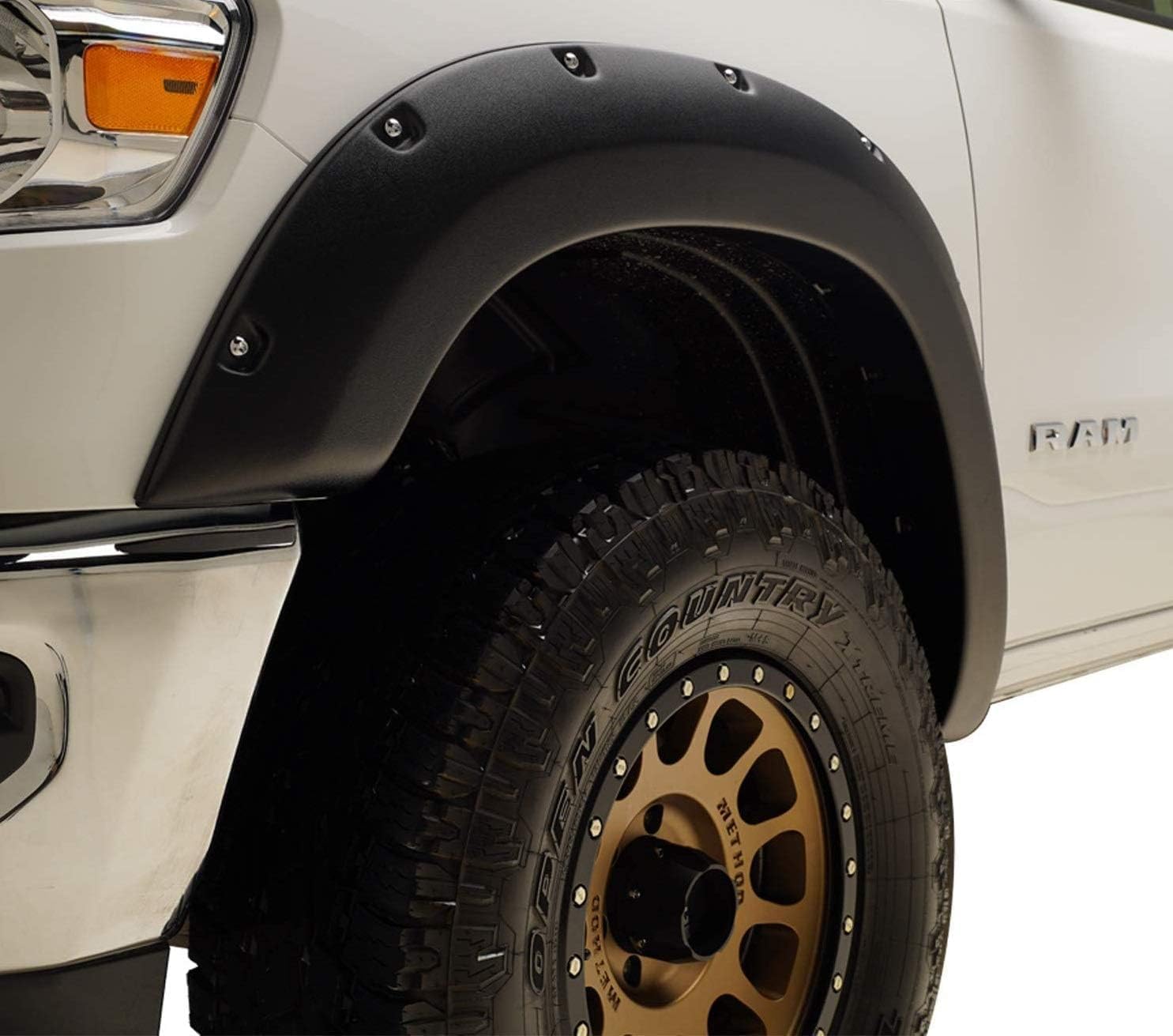 2019-2024 Dodge Ram 1500 New Body Pocket Bolt-Riveted Style Fender Flares | Not for Rebel, Warlock, or Classic Models | Smooth Black, Paintable Set of 4