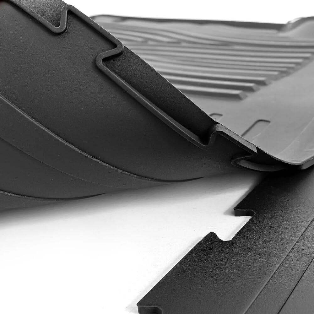 Floor Mats Fit 2015-2025 Ford F-150 SuperCrew Cab (Includes 22-25 Lightning), Custom Fit TPE All Weather | Non-Slip Textured Surface | Front and Rear Row - 3pcs Black