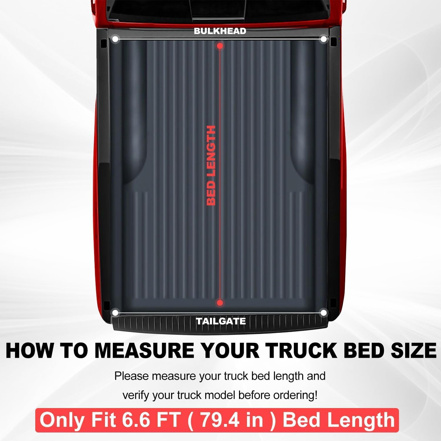 Hard Tri-Fold Truck Bed Tonneau Cover for Chevy Silverado 1500 / GMC Sierra 1500 (2019-2024) New Body Style - Fits 6'7 (78.9-79.4") Bed