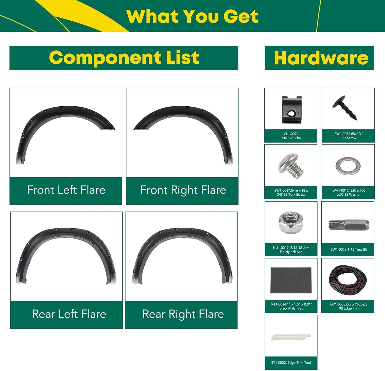 2019-2024 Dodge Ram 2500 & 3500 Pocket Bolt-Riveted Fender Flares – Smooth Black, Set of 4 (Not for Dually Models)