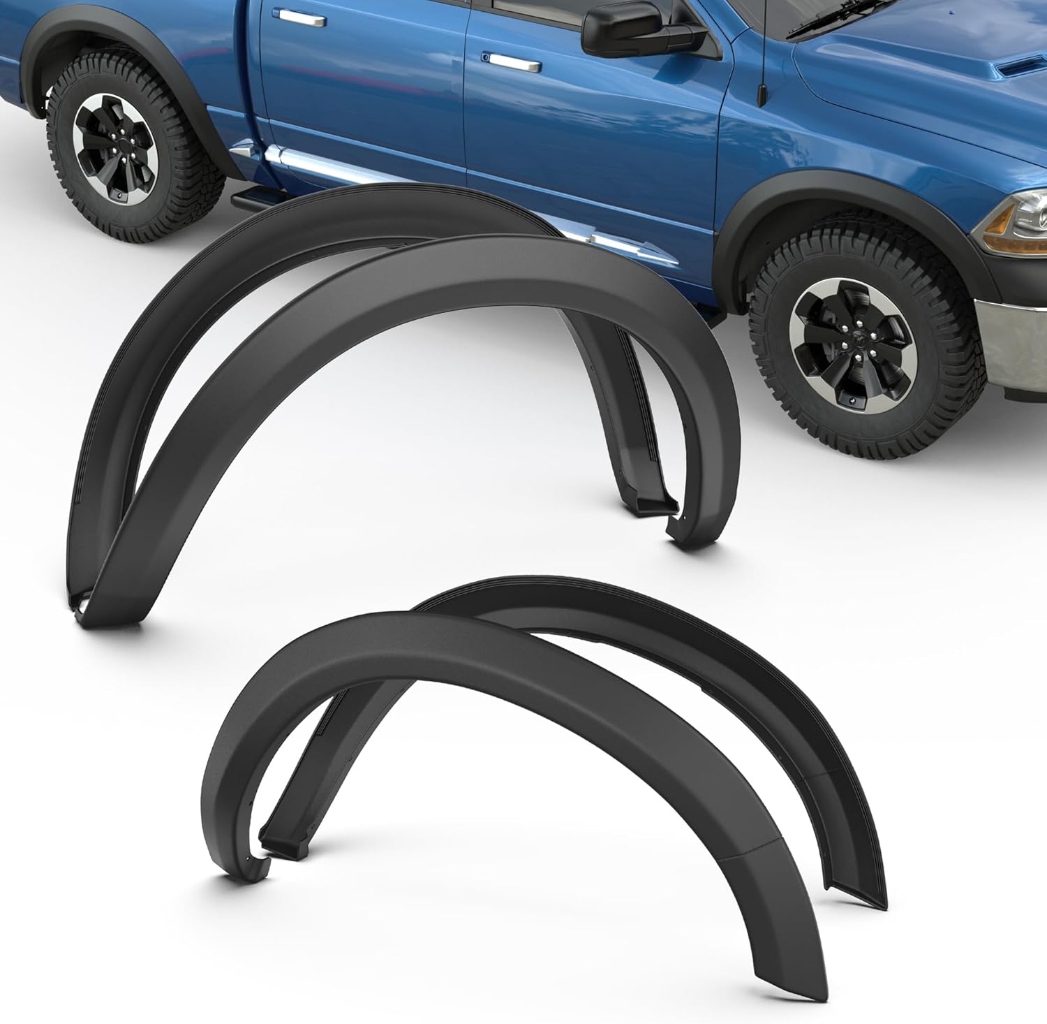 2009-2018 Ram 1500 & 2019-2022 Ram 1500 Classic Model Fender Flares – Factory Style OEM, Set of 4 (Excludes R&T Models, Fits Metal Bumper Only, Does NOT Fit New Body Style)