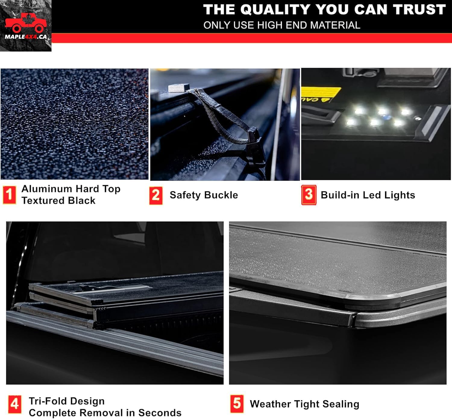 Hard Tri-Fold Truck Bed Tonneau Cover for Chevy Silverado 1500 / GMC Sierra 1500 (2019-2024) New Body Style - Fits 6'7 (78.9-79.4") Bed