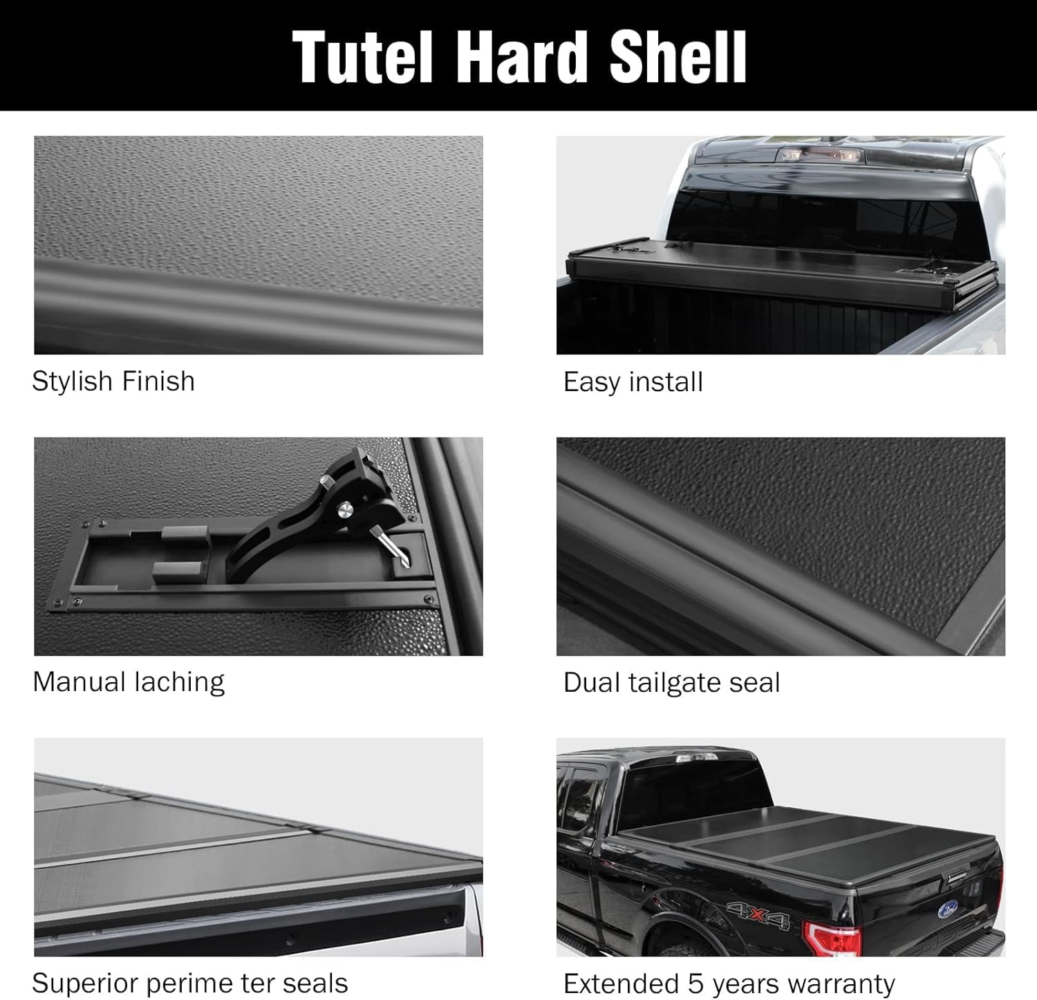 Hard Folding Truck Bed Tonneau Cover Compatible with Toyota Tundra 2022 2023 2024 2025 6.5ft Standard Box, Tri Fold Style