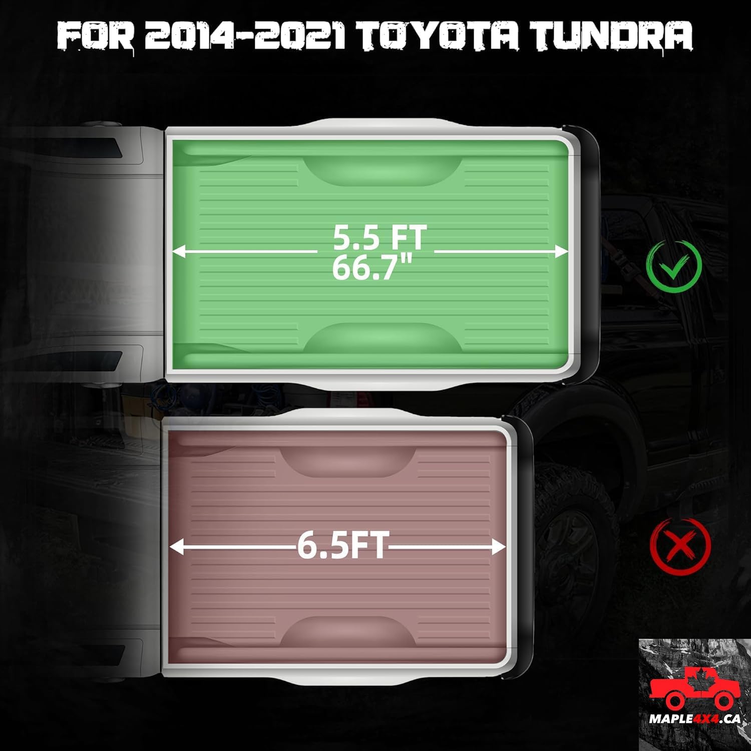 Hard Tri-fold Truck Bed Tonneau Cover Compatible with 2014-2025 Toyota Tundra 5.5 FT (67") Bed (Excludes Trail Special Edition Storage Boxes)