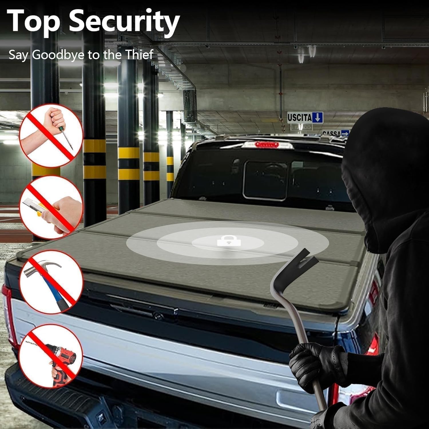 Hard Tri-Fold Tonneau Cover Fits 2020-2025 Chevy Silverado/GMC Sierra 2500 HD 3500 HD with 6.9ft (82.2in) Truck Bed w/o Multi-Flex Tailgate