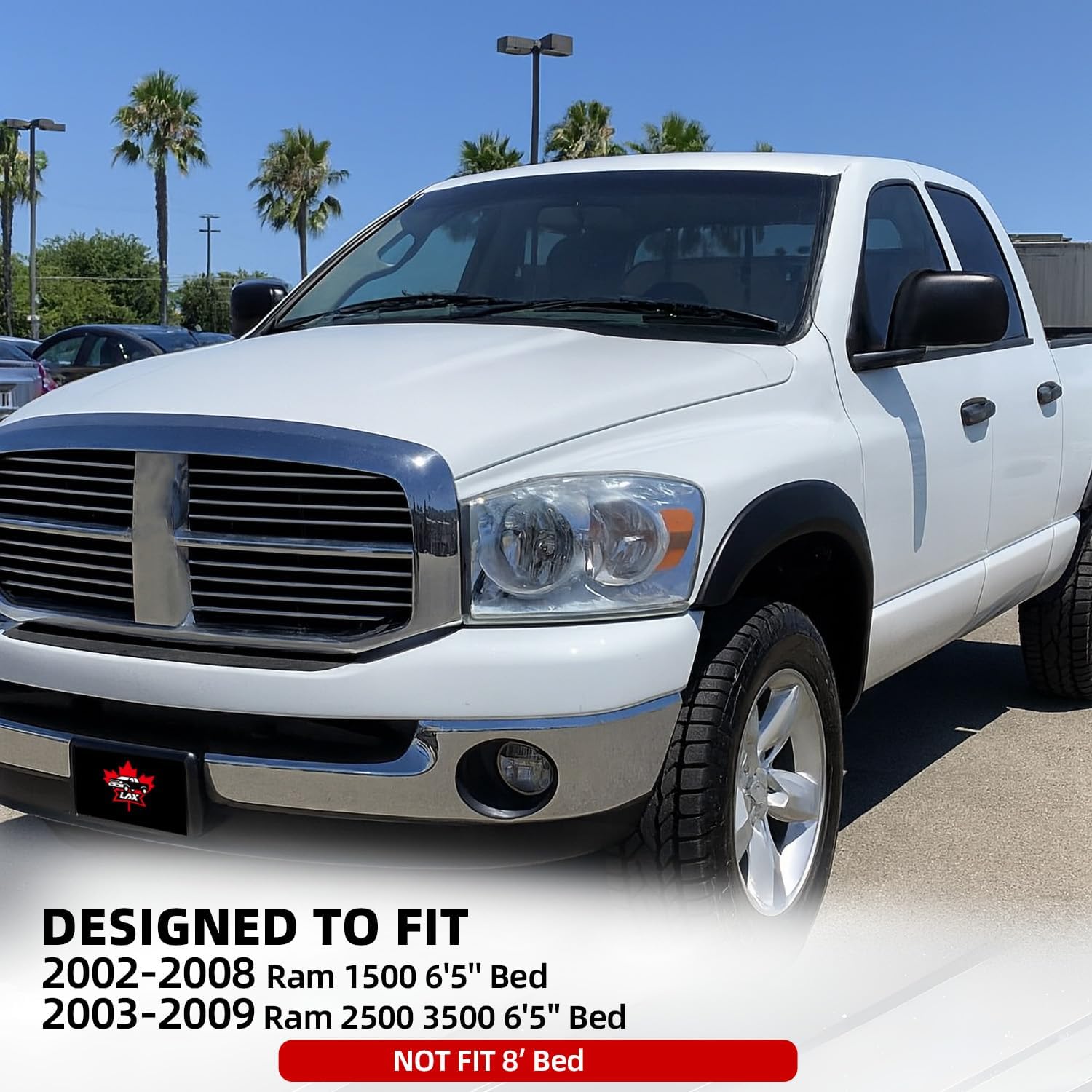 Maple4x4 Compatible with 2002-2008 Dodge Ram1500 2003-2009 Dodge Ram 2500 3500 6.5ft Bed (Not for 8' Bed and Dually Models) OEM Factory Style Fender Flares | Smooth black paintable - OE301