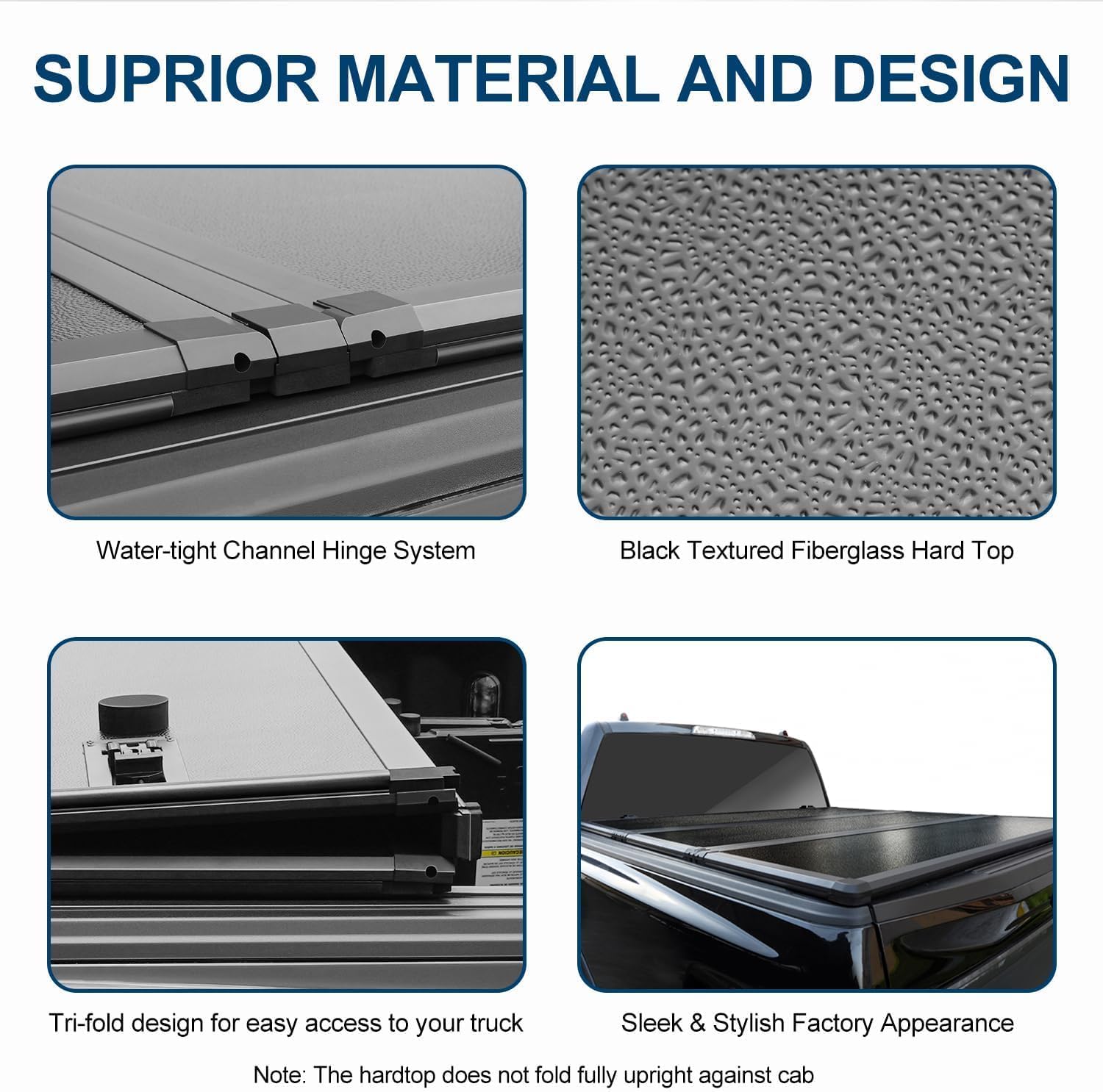 Hard Tri-Fold Truck Bed Tonneau Cover for Chevy Silverado 1500 / GMC Sierra 1500 (2019-2024) New Body Style - Fits 6'7 (78.9-79.4") Bed