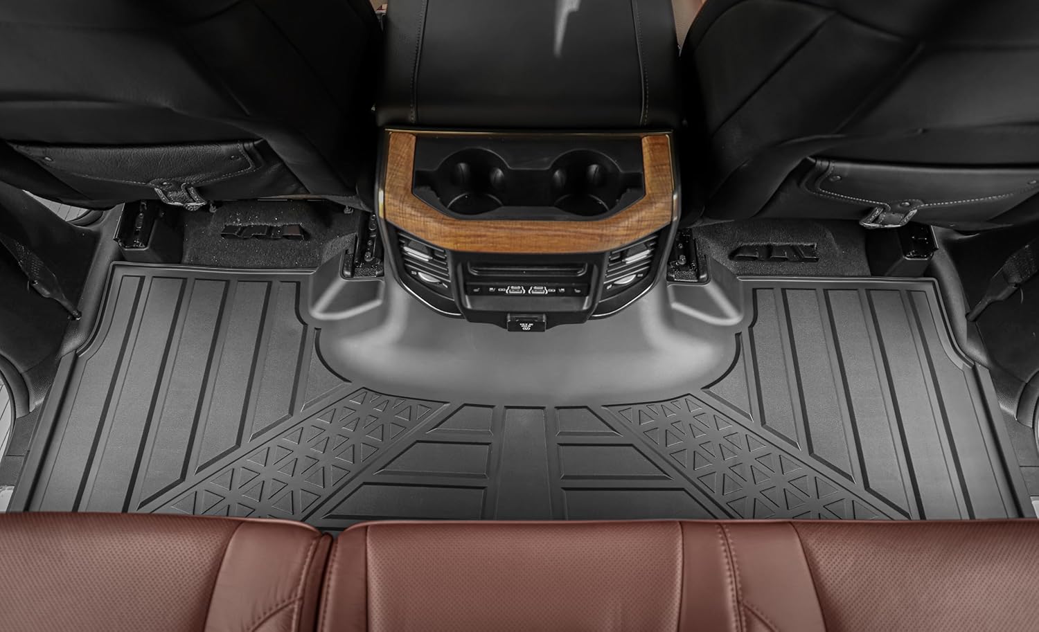 Floor Mats Fit 2019-2024 Ram 1500 Crew Cab (Includes 1500 TRX 2021-24), Custom Fit TPE All Weather | Non-Slip Textured Surface | Front and Rear Row - 3pcs Black