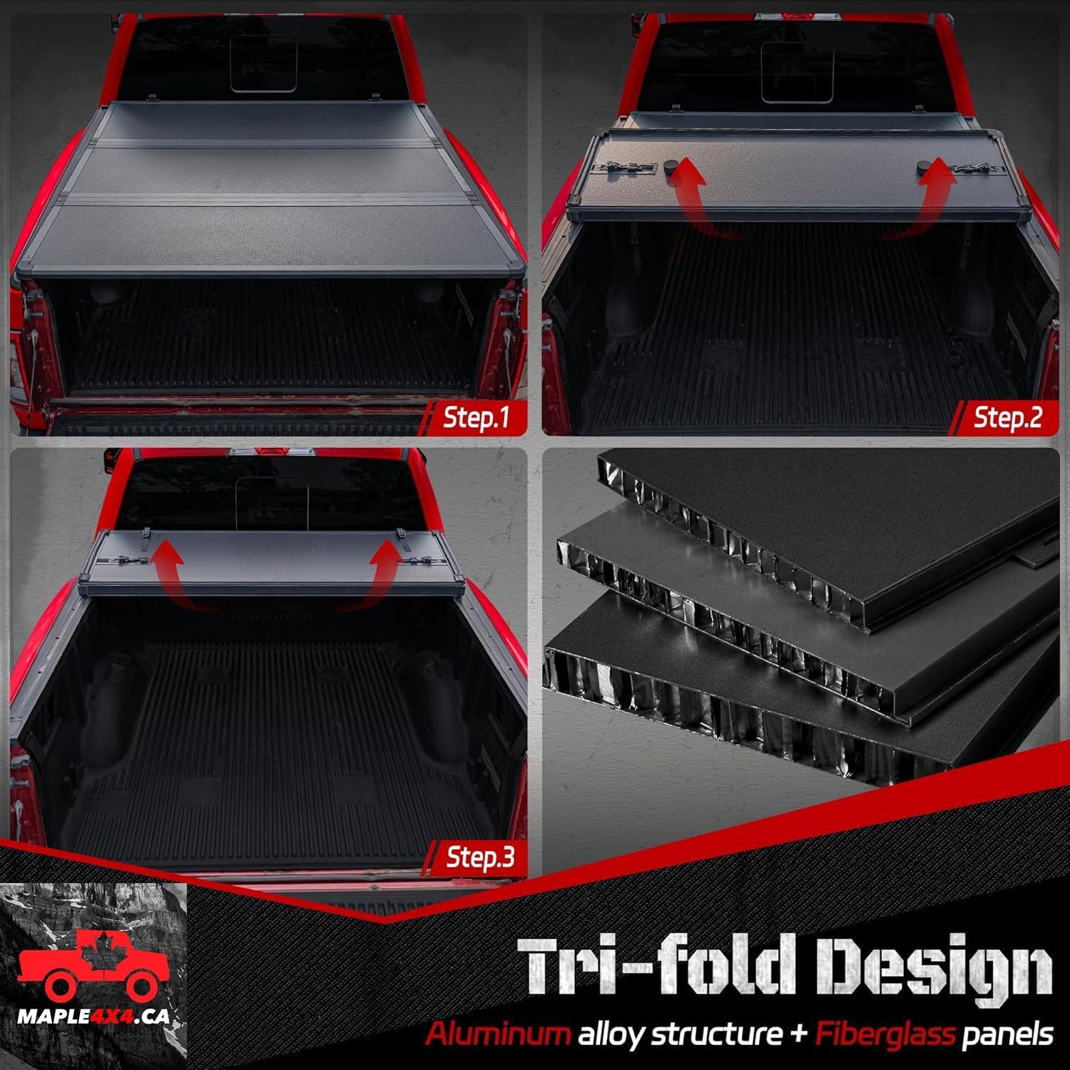 Hard Folding Truck Bed Tonneau Cover Compatible with Ford Super Duty 6.9 FT Standard Box, 1999-2025 F250 F350 F-250 F-350, Tri Fold Style