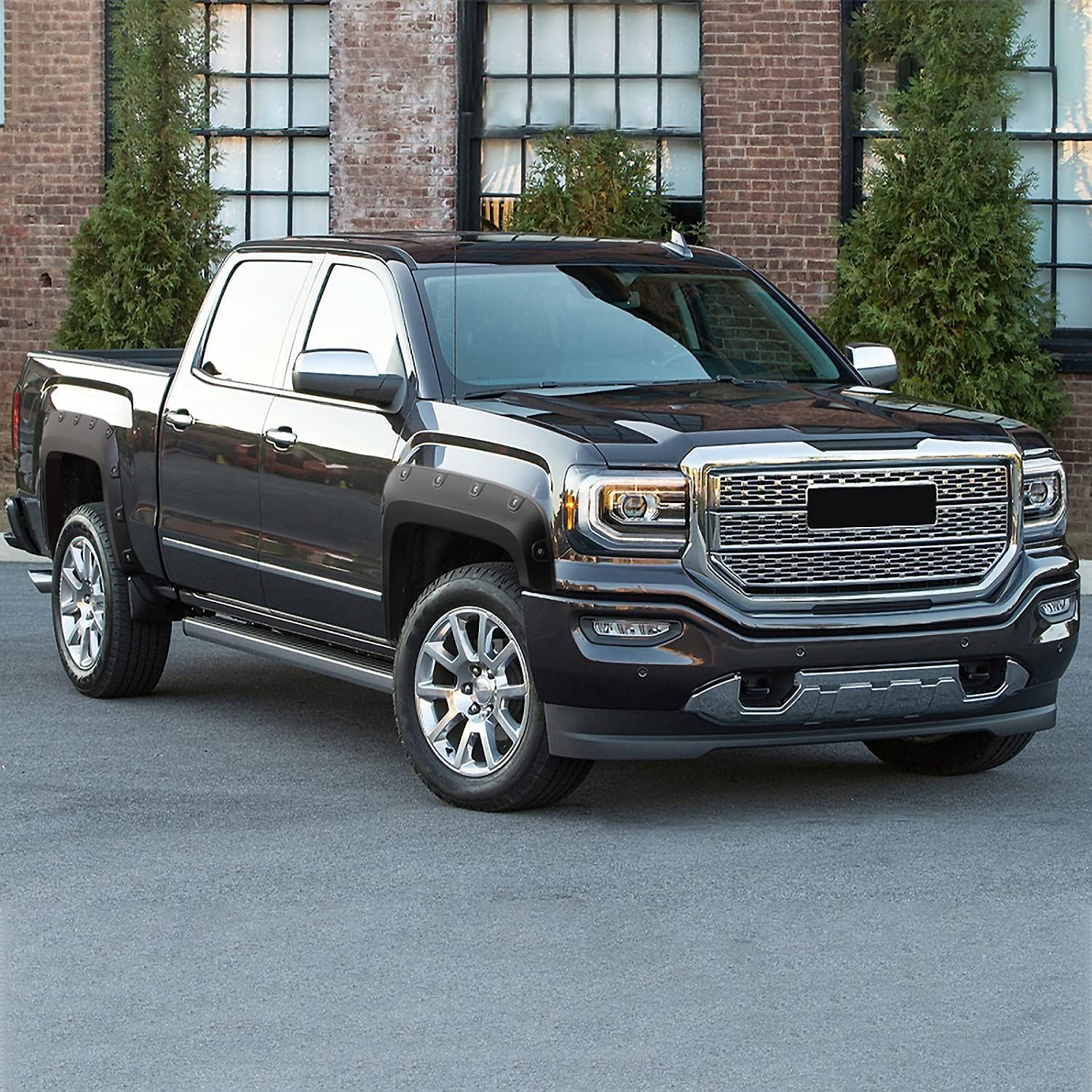 2016-2018 GMC Sierra 1500, Pocket Style Riveted Fender Flares | Smooth Black Set of 4