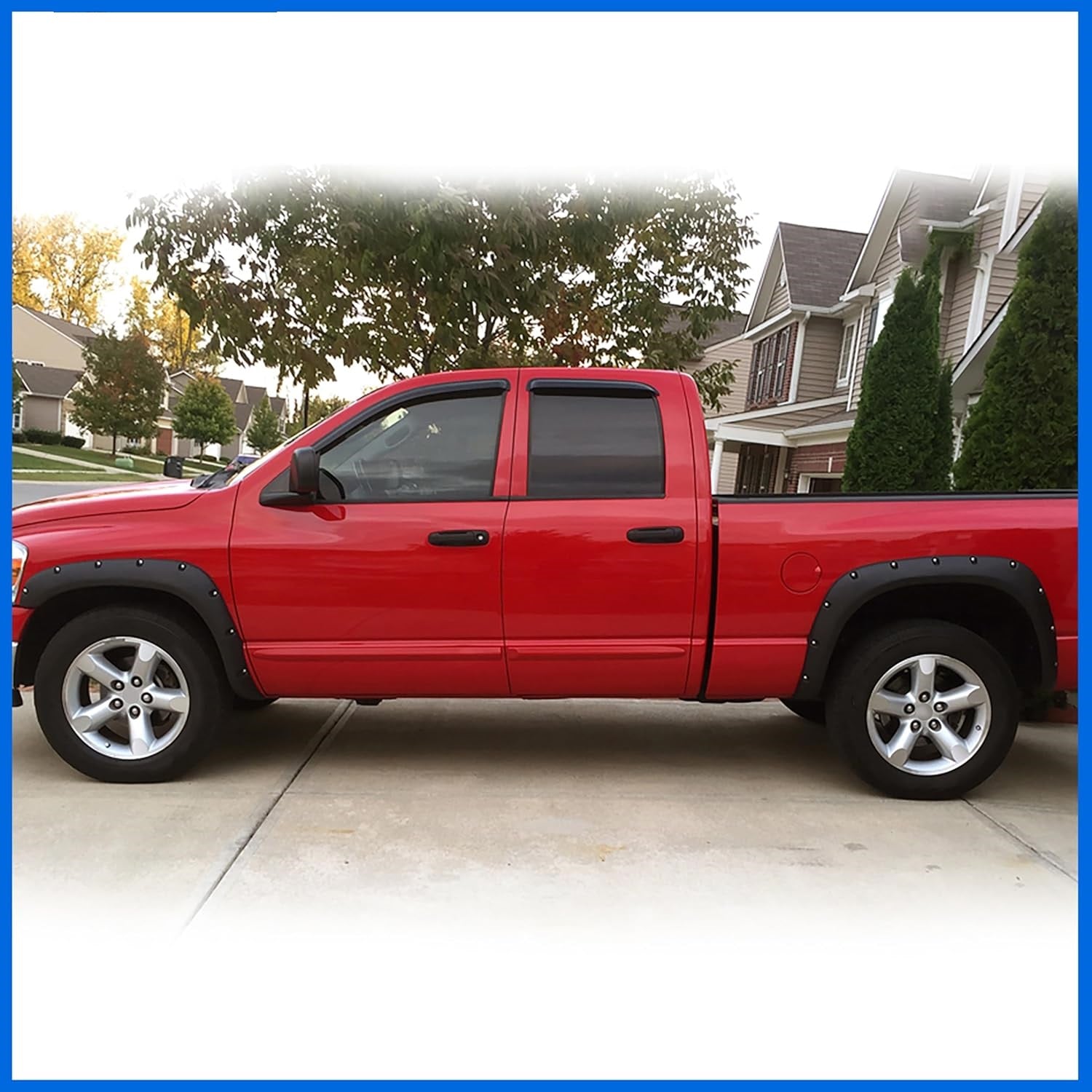 Discounted Demo Fender Flares with Minor Scratches | Maple4x4 2002-2008 Compatible with Dodge Ram 1500 2003-2009 Ram 2500 3500 Pocket Bolt-Riveted Style Fender Flares | Smooth Black Paintable - FF302-1