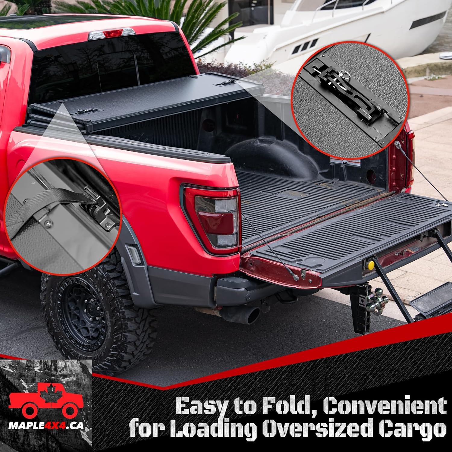 Hard Folding Truck Bed Tonneau Cover Compatible with Ford Super Duty 6.9 FT Standard Box, 1999-2025 F250 F350 F-250 F-350, Tri Fold Style