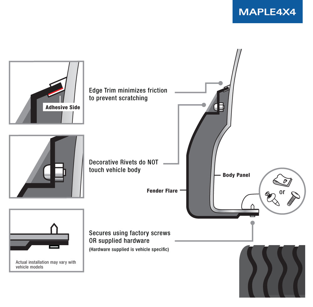 Matte Black 4 pieces Maple 4x4