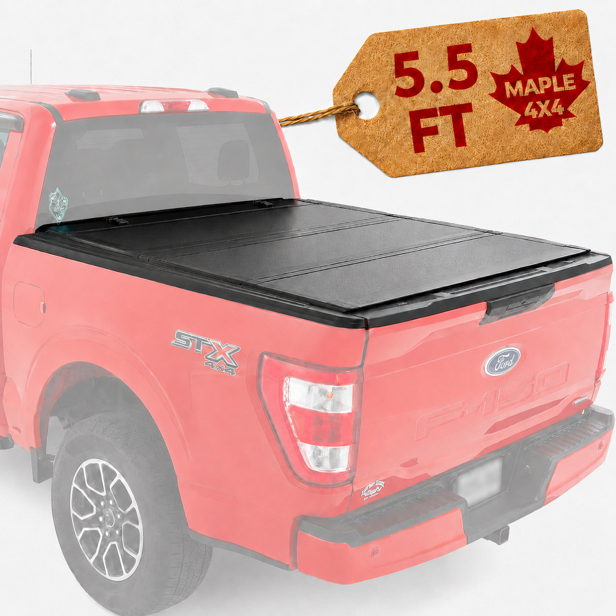 Maple4x4 2004-2014 Ford F150 5.5ft Bed (67.1'') Hard Tri-Fold Flip up Truck Bed Tonneau Cover | Flush Aluminum Panels - LT001