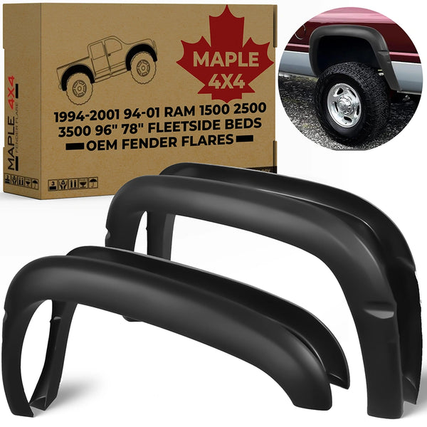 1994-2001 Dodge Ram 1500 2500 3500 Textured Factory Style “OEM” Fender Flares | Black Paintable - OE301