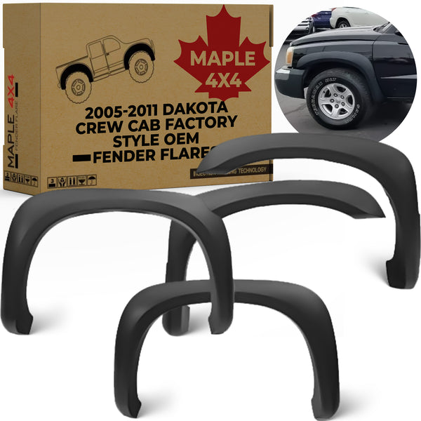 2005-2011 Dakota Crew Cab Factory Style Fender Flares | Smooth Black paintable