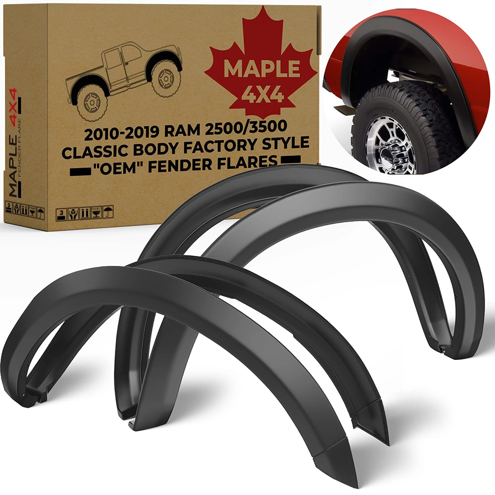 Maple4x4 2010-2018 Dodge Ram Classic 2500 3500 Factory Style “OEM” Fender Flares | Black Paintable - OE304