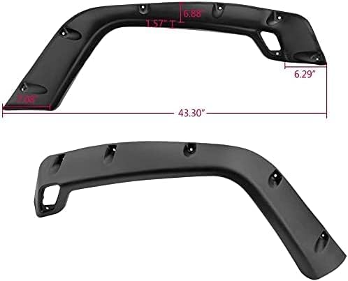 Maple4x4 1997-2006 Jeep Wrangler TJ 6 inch Pocket Riveted Fender Flares textured black finish 6 piece set