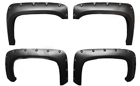 2007-2013 Chevy Silverado 1500 2500 3500 Chevy Silverado (6.5ft/8ft Box) Pocket Bolt-Riveted Style Fender Flares |Smooth Matte Black Paintable