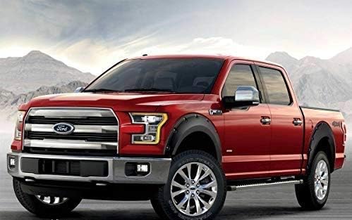 Maple4x4 Pocket Riveted Fender Flares Compatible with 2015-2017 Ford F150 Styleside Models with 67", 78.8", 97.4" Bed | (Not for 68T Technology Package & lane-keeping sensors) | Smooth Black Paintable - FF107