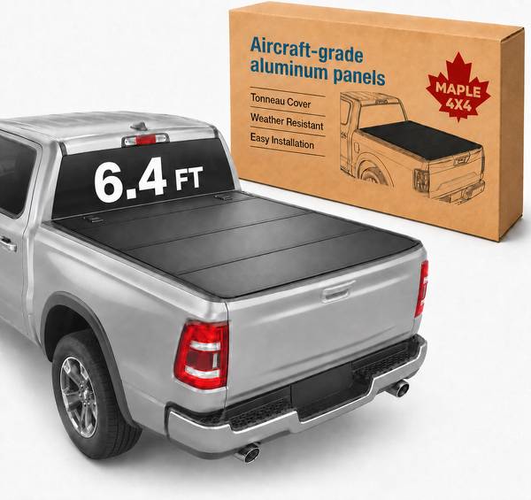 Maple4x4 Premium Hard Tri-Fold Tonneau Cover | Flush-Mount Aluminum Truck Bed Cover for 2009-2026 Dodge Ram 1500 & 2010-2026 Ram 2500 3500 6.4ft Bed Without Rambox(Classic &New) | - LT016