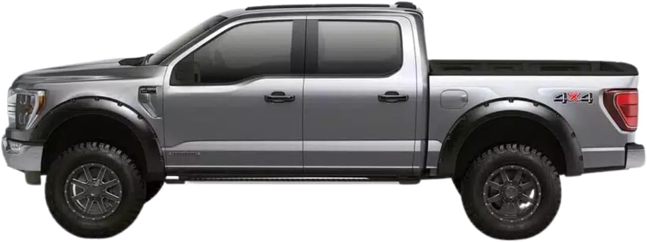 2021-2024 Ford F-150 (Excludes Lightning)  Pocket/Rivet Style Front & Rear Fender Flares, 4-Piece Set, Black