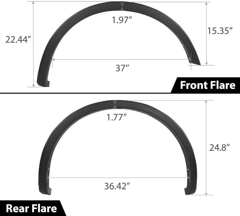 Maple4x4 OE Replacement Fender Flares Compatible with 2015-2017 Ford F150 (Excluding Platinum & Raptor) | Smooth Black, Set of 4 - OE107