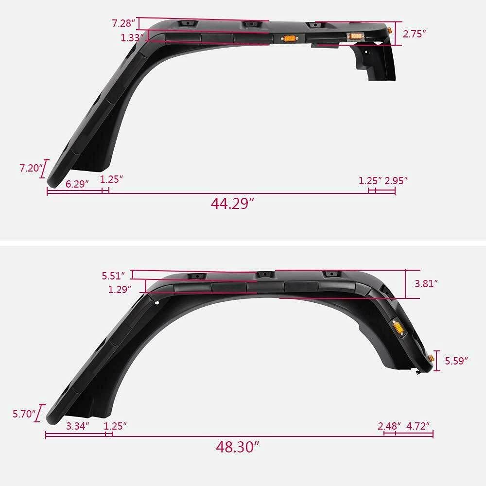 Maple4x4  2007-2018 Jeep JK Wrangler 2/4 Door Model Unlimited Rubicon Unlimited Pocket-Riveted Fender Flares