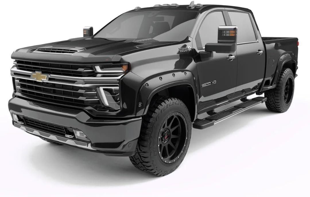 Maple4x4 2020-2026 Compatible with Chevy Silverado 2500 3500 HD Pocket Bolt-Riveted Fender Flares (NOT FOR GMC SIERRA) | Smooth Black Paintable - FF209