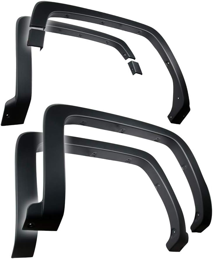 Maple4x4 2014-2018 Chevy Silverado 1500 & 2015-2019 Silverado 2500/3500HD Factory Style OEM Fender Flares – 6PC Set, Fine-Texture Matte Black Paintable -- OE206