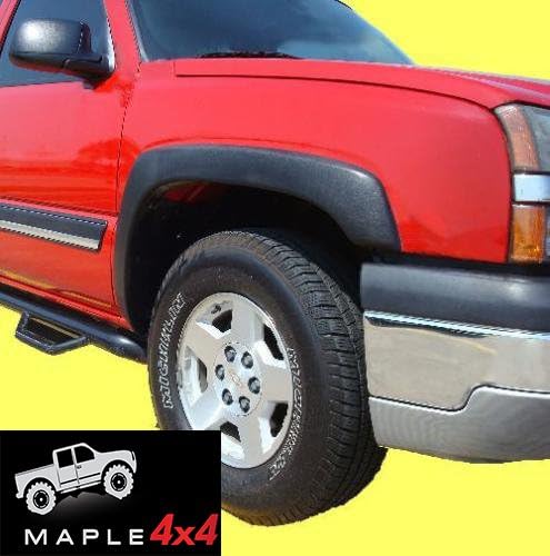 Discounted Demo Fender Flares with Minor Scratches | Maple4x4 1999-2006 Chevy Silverado & GMC Sierra Factory Style OEM Fender Flares | Black Paintable Set of 4 (Excludes Dually Models & SLE) - OE201-1