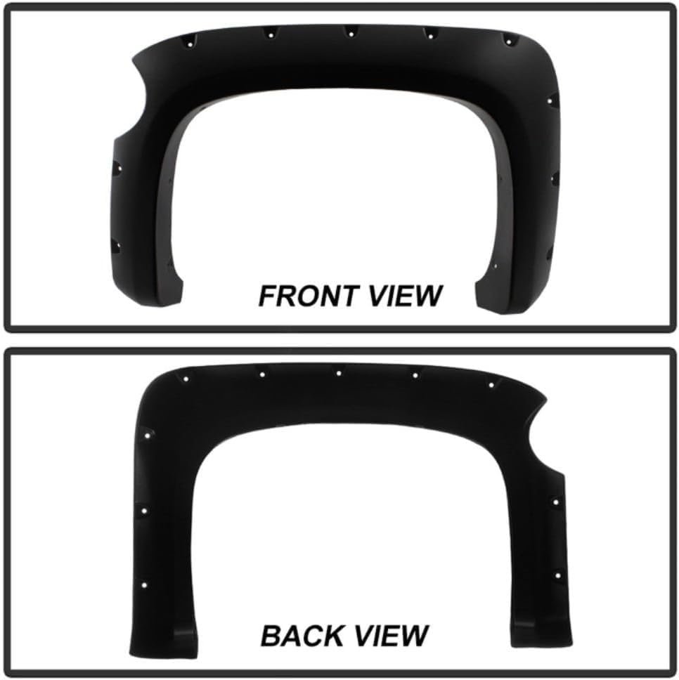 Maple4x4 2007-2013 Chevy Silverado 1500/2500/3500 (5.8ft Bed Only) Pocket Bolt-Riveted Style Fender Flares | Smooth Black Paintable Set of 4 - FF205