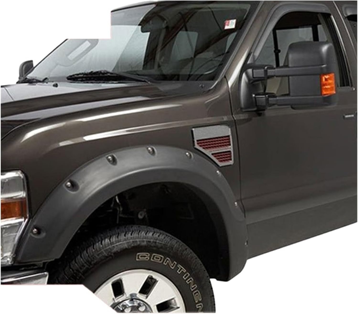 2008-2010 Ford F-250 F-350 Super Duty Pocket Riveted Style Fender Flares Smooth Black Finish Set of 4