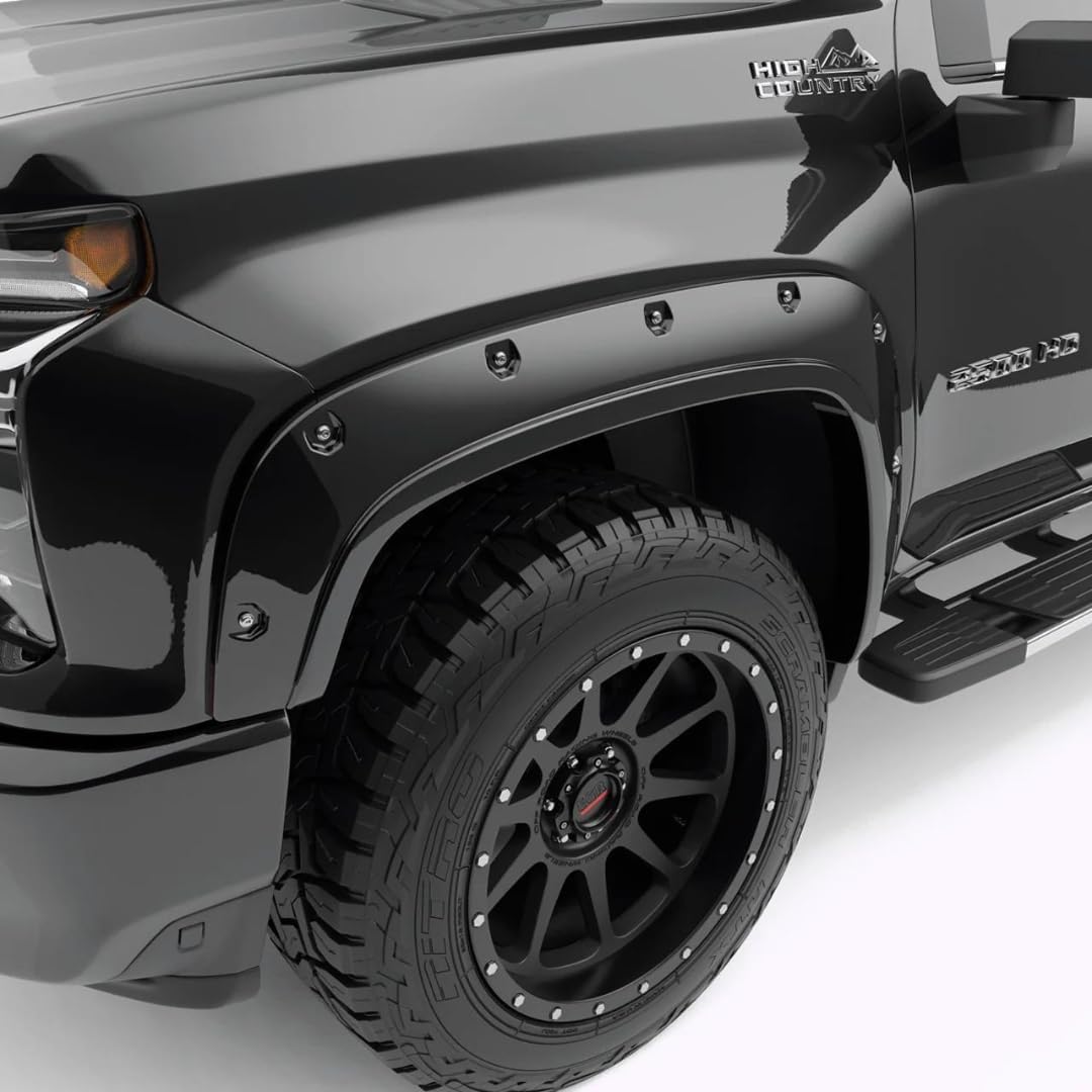 Maple4x4 2020-2026 Compatible with Chevy Silverado 2500 3500 HD Pocket Bolt-Riveted Fender Flares (NOT FOR GMC SIERRA) | Smooth Black Paintable - FF209