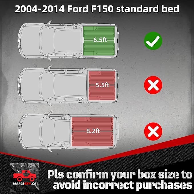 Hard Top Tri Fold tonneau Cover Compatible with 2004-2014 Ford F150 F-150 6.5ft Bed (78.8"), Alloy Steel and Fiberglass Made, Also fits 2006-2014 Lincoln Mark LT 6.5ft
