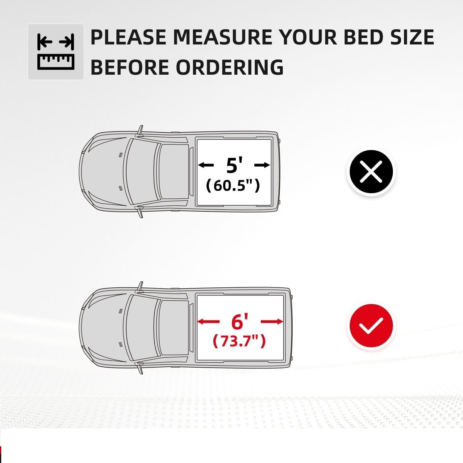 Hard Tri-Fold Flip up Truck Bed Tonneau Cover Compatible with 2016-2023 Toyota Tacoma 6' Bed (73.7'') only | Aluminum Low-Profile Flush Mounted